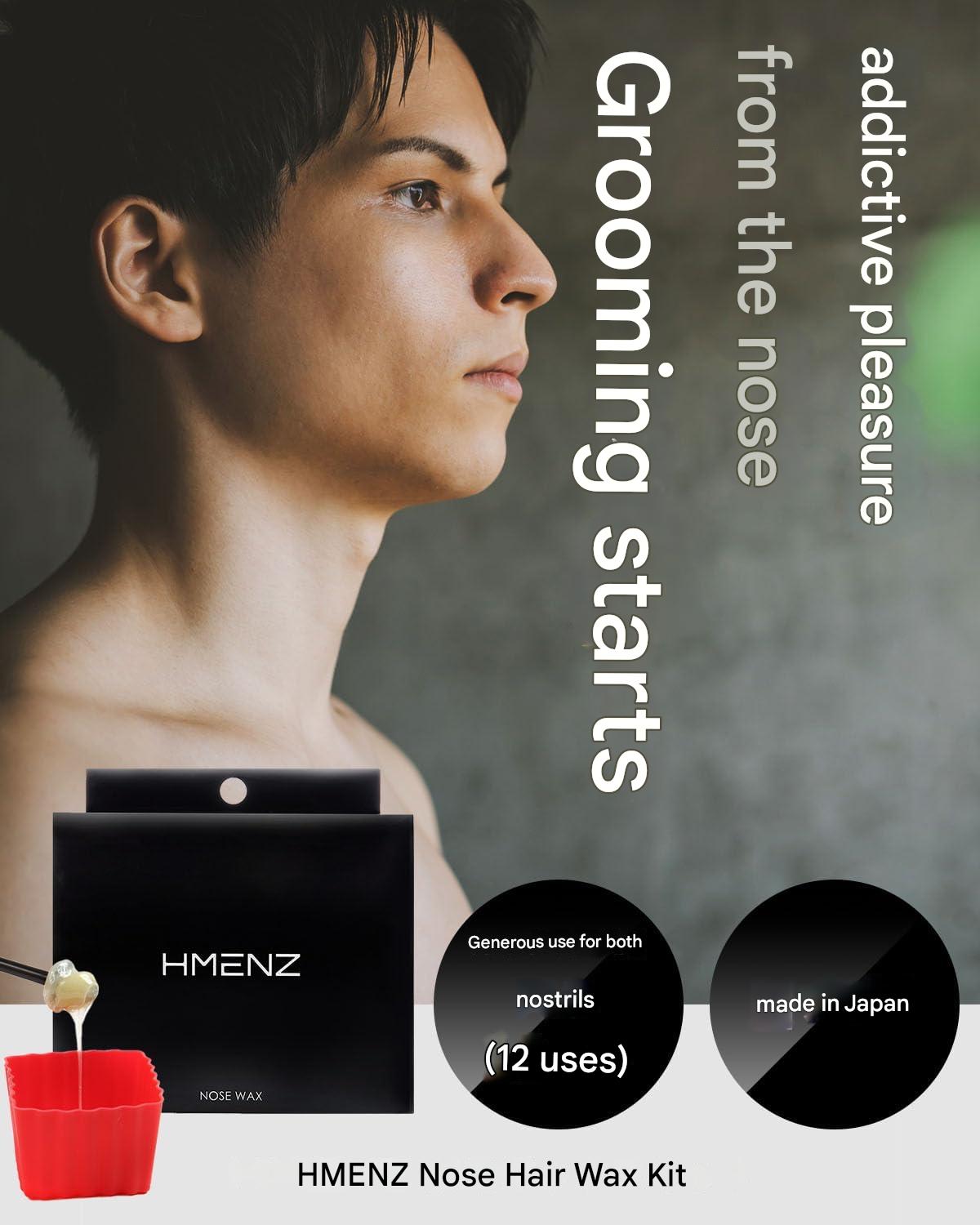 HMENZ Men's Nose Hair Removal Wax Nose Hair Stick 24 Sticks 12 Doses with Cups