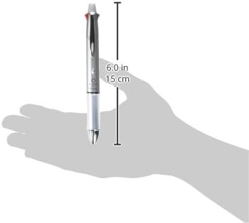 PILOT BKHDF1SF-S Dr. Grip 4+1, 4 Color 0.7 mm Ballpoint Multi Pen & 0.5 mm Pencil - Silver Body