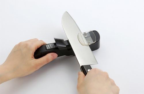 Kyocera SS-30 Fine Sharpener, Knife Sharpener, Electric Knife (Stainless Steel, Titanium, Steel), For Gardening, Cutlery, Scissors, Sickle, Fine Ceramic Whetstone, Guide Included, 2 AA Batteries Sold