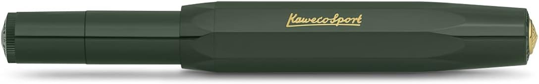 Kaweco CLASSIC SPORT Fountain Pen Green with 23 Carat Gold-Plated Steel Nib and Iridium Tip for Ink Cartridges I Sport Fountain Pen 13 cm I Nib: M (Medium)