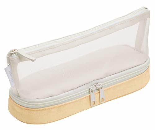 Raymay Fujii FY1127W Pen Case, 2-Layer Pen Case, Mesh, White