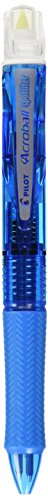 Pilot BKAS-60F-CSLY 3 color Acro Ballpoint Pen with Highlighter Acroball Spotliter, Black/Red/Blue Ink, Clear Soft Blue Body with Yellow Highlighter
