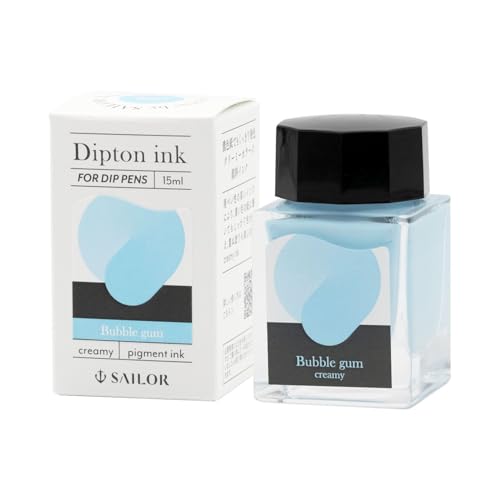 Sailor Fountain Pen, Dipton Bottle, Ink, Creamy Ink, Bubble Gum Creamy 13-1801-203, Bottle Ink Specially Designed for Dip Pens
