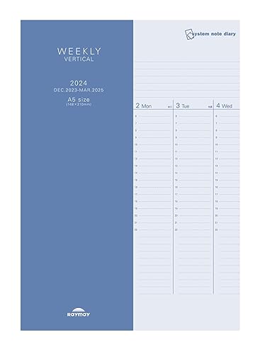 Raymei Fujii RFDR2480 2024 Schedule Book, System Notebook Diary, Vertical Weekly, A5 Size, Begins December 2023