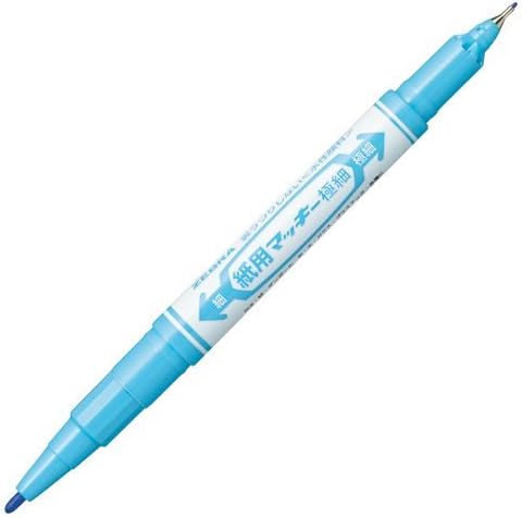 ZEBRA Dual Tip Extra Fine Paper Marker, Mackee, Water Base Ink, Light Blue - WYTS5-LB