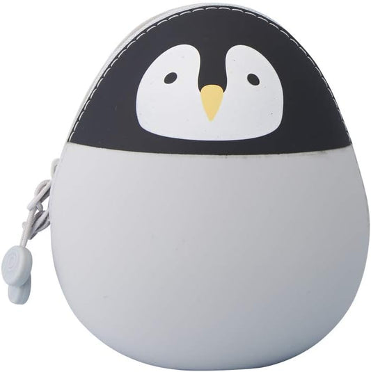 LIHITLAB PuniLabo Mini Zipper Pouch, Egg-Shaped, 2.2" x 2.4", Penguin (A7782-10)