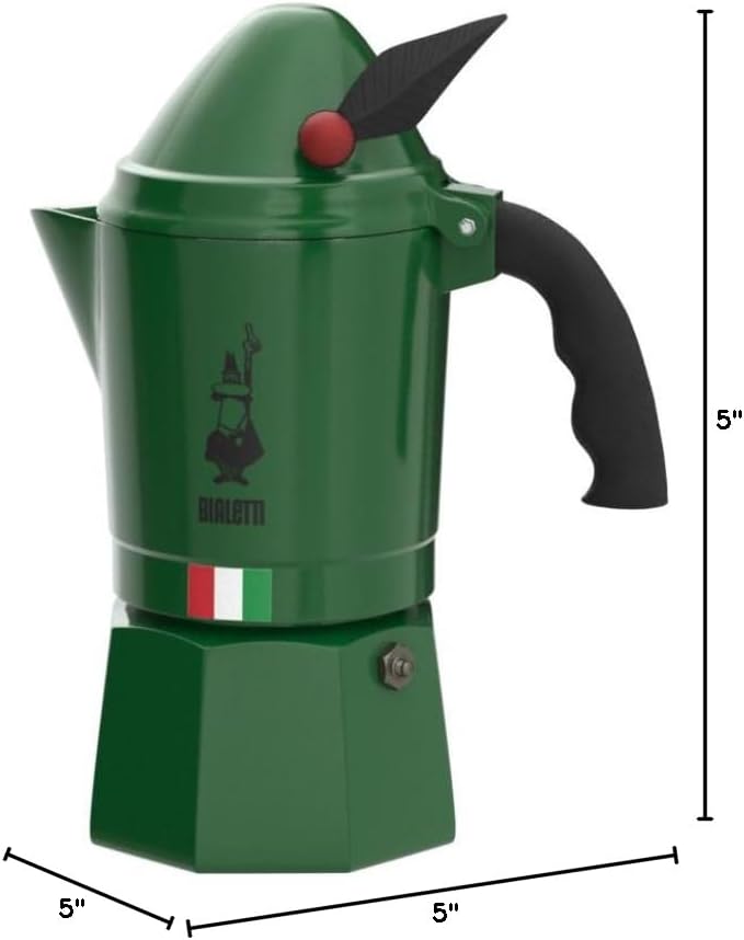 Bialetti - Moka Express Alpina: Iconic Stovetop Espresso Maker, Moka Pot 3 Cups (4.3 Oz - 130 Ml), Aluminium, Green