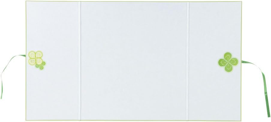 Midori 33145006 Shikishi Color Shikishi, Double Opening, Ribbon, Clover Pattern