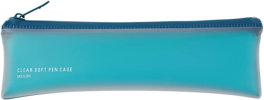 Midori 41817006 Pencil Case, Clear Soft Pen Case, Blue, Blue, Modern