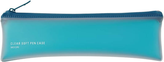 Midori 41817006 Pencil Case, Clear Soft Pen Case, Blue, Blue, Modern