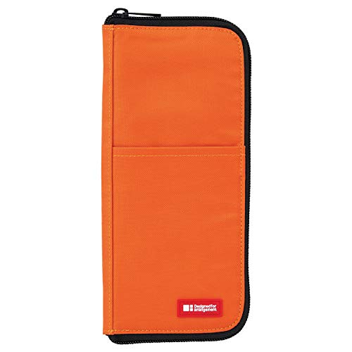 LIHIT LAB Slim Pen/Pencil Pouch, 0.7 ÌÑ 3.9 ÌÑ 8.5 Inches, Orange (A7652-4)