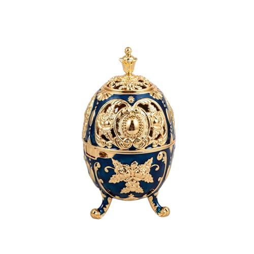 Feyarl Vintage Incense Holder Cone Coil Incense Burner Holder Ash Catcher with Lid for Aromatherapy Ornament Retro Home Decoration for Office Bedroom Yoga Meditation Birthday (Blue)