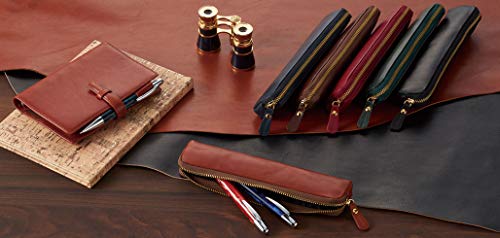 Raymay FujiiNF2803C Pen Case, Pencil Case, Bloomsberry Leather Pen Case, Leather, Brown
