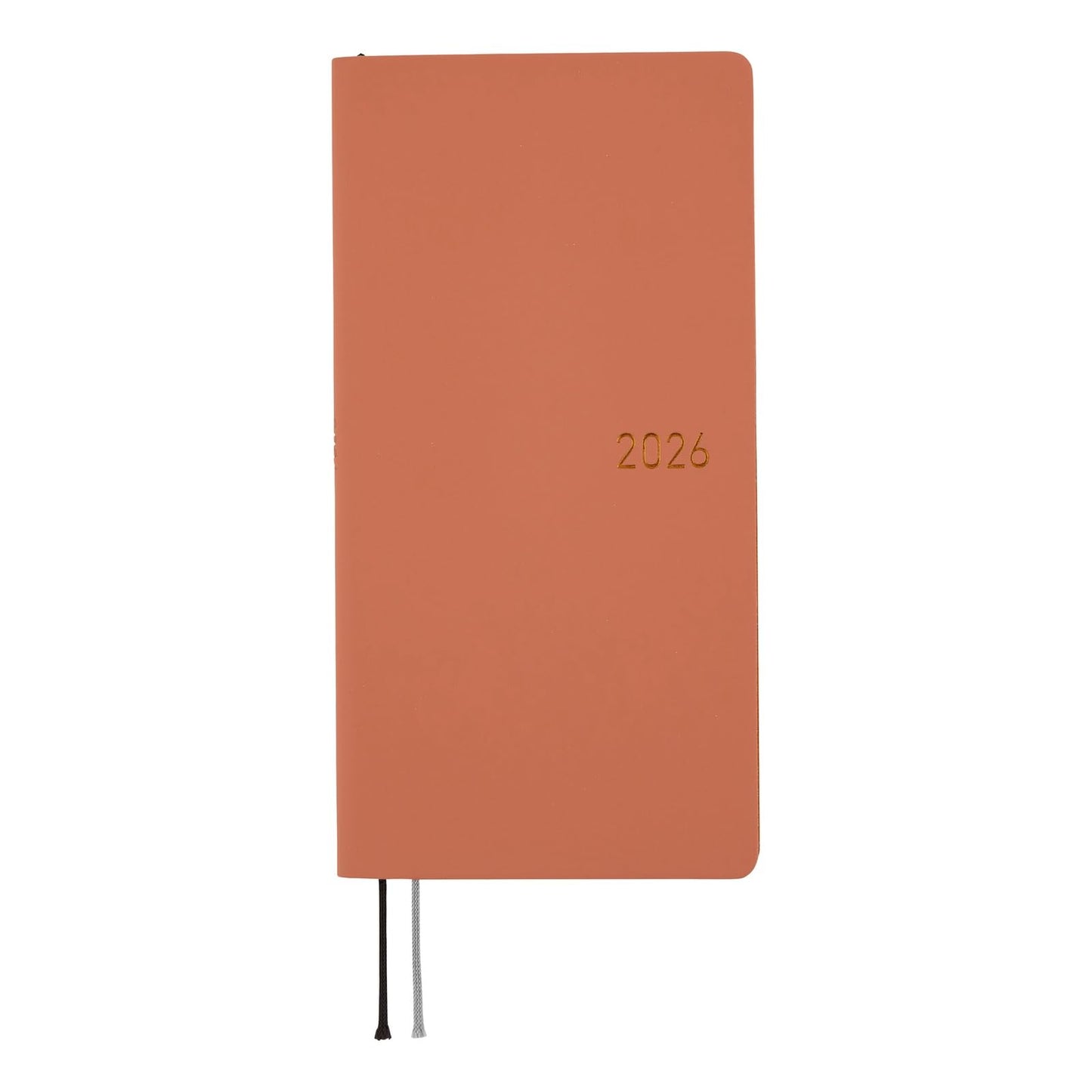 Orange notebook with '2026' printed on it against a white background
