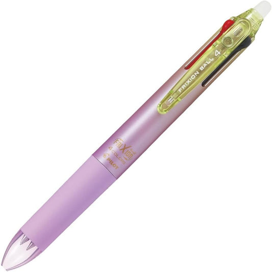 PILOT Ballpoint Pen, Frixion Ball 4, 0.38mm Ultra Fine, 4 Colors (Black, Red, Blue and Green), Gradation Purple Body (PLKFB80UF-GRPU)