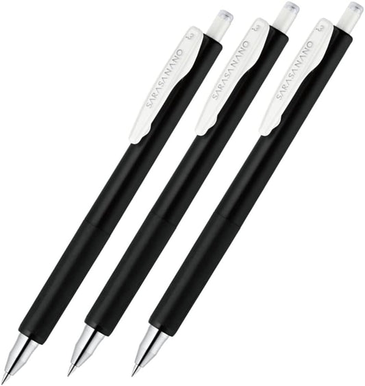 ZEBRA JJH72-BK3-AZ Sarasa Nano Gel Ballpoint Pen, 0.3mm, Set of 3, Black