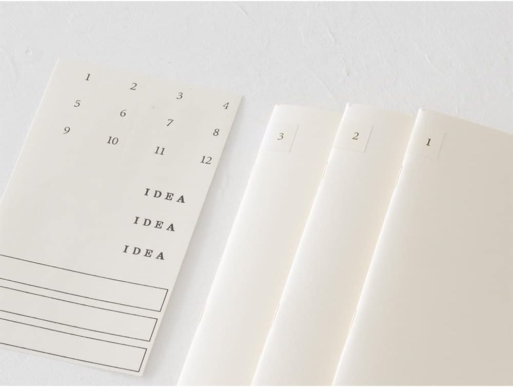 DESIGNPHIL Midori 15305006 Notebook, MD Notebook, Light, A5, Square Ruled, Set of 3, A