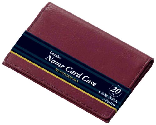 BLOOMSBURY Leather Business Card Holder Men's 20 Sheets, red (Wine)