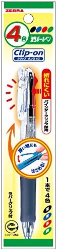 ZEBRA P-B4A3-C 4-Color Permanent Ballpoint Pen, Clip-on G, 4C, Transparent