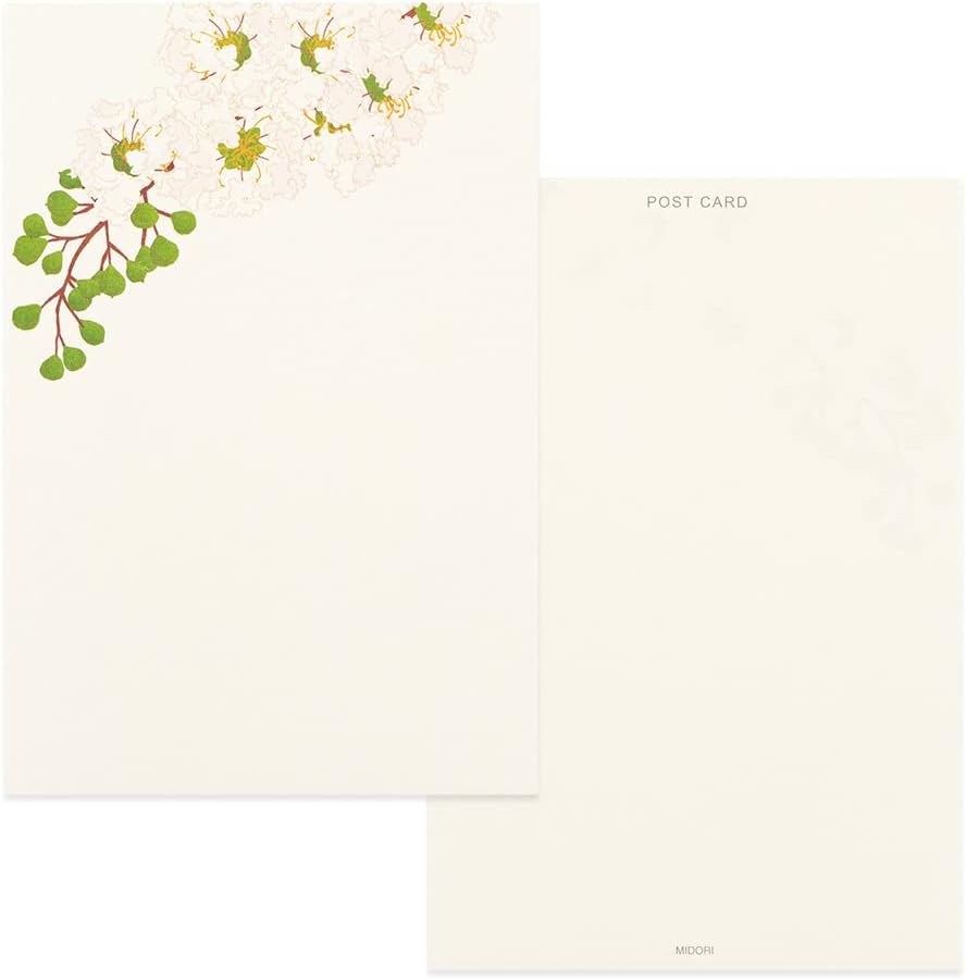 Midori 88686006 Postcard Notes, Paper Series, Summer Letter, 4 Patterns, Summer Floral Pattern