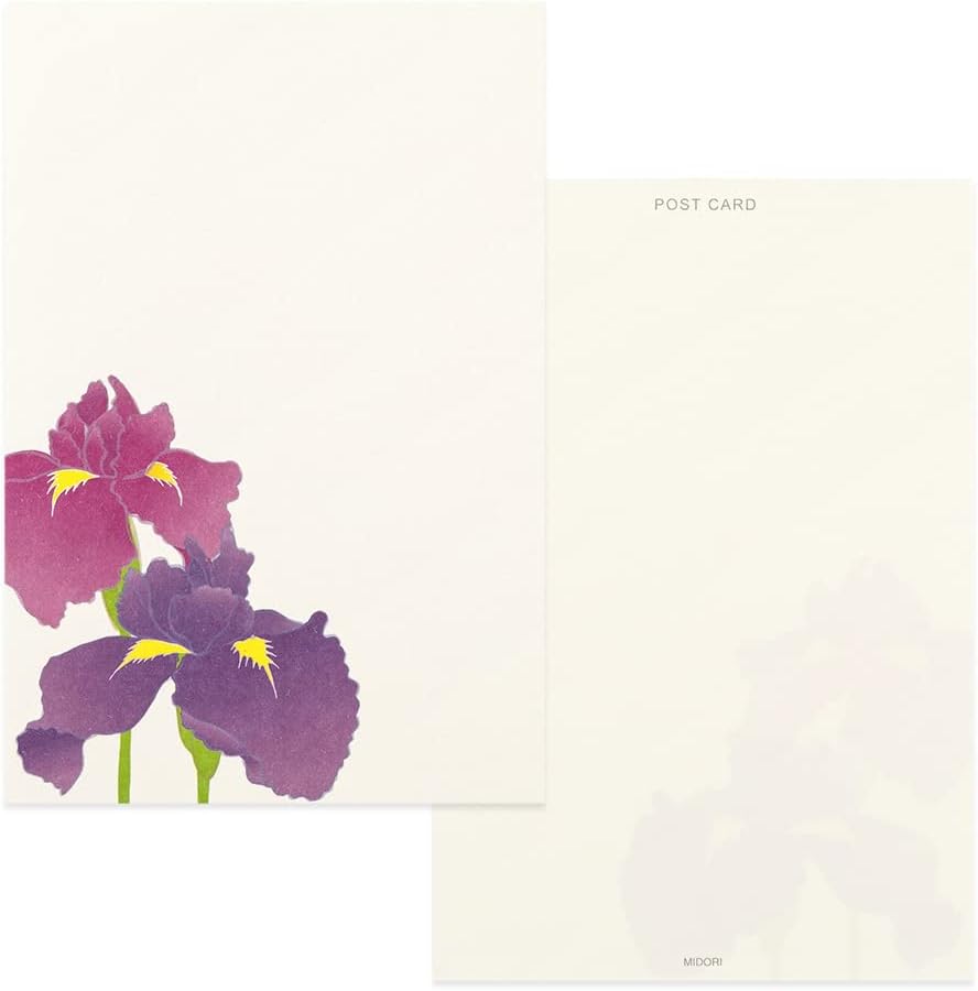 Midori 88686006 Postcard Notes, Paper Series, Summer Letter, 4 Patterns, Summer Floral Pattern