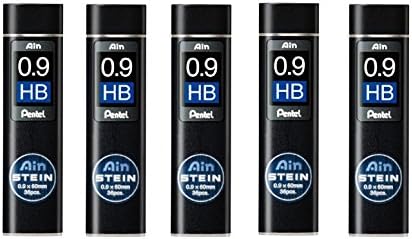 Pentel Ain Mechanical Pencil Leads 0.9mm HB, 5 Pack/total 180 Leads Value Set