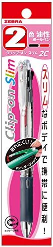 ZEBRA 2-color oil-based ballpoint pen clip-on Slim 2C P-B2A5-C transparent