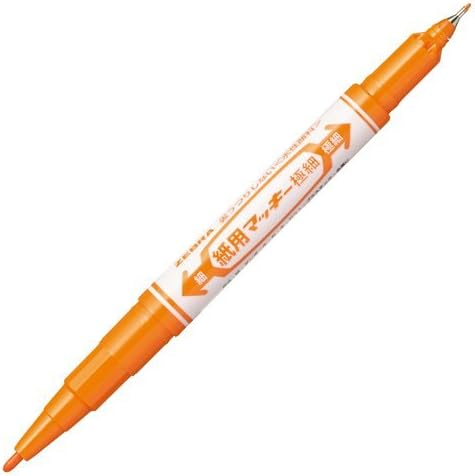ZEBRA Dual Tip Extra Fine Paper Marker, Mackee, Water Base Ink, Orange - WYTS5-OR