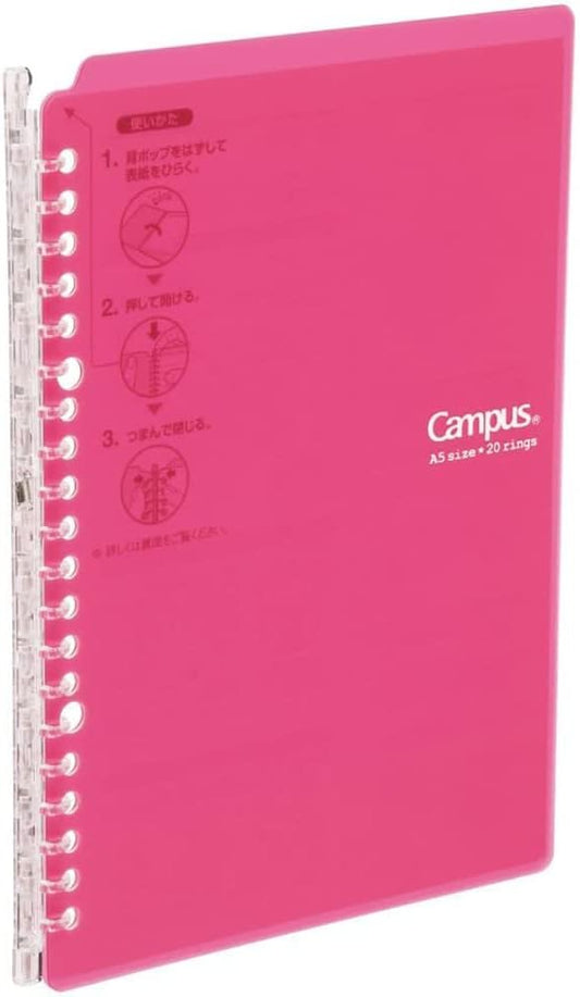 KOKUYO Campus Smart Ring Binder Notebooks, B5 Slim Binder, 25 Capacity, 26 Holes, Pink, Japan Import (RU-SP700P)