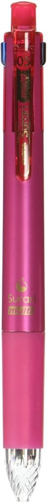 ZEBRA Multi Function Surari 4S Black/Red/Blue/Green Ink 0.5mm Ballpoint Pen, 0.5mm Mechanical Pencil, Pink Body (B4SAS11-P)