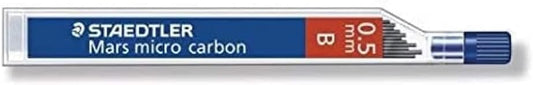 Staedtler Micro Mars Carbon Mechanical Pencil Leads, 0.5 mm, B, 60 mm x 12 (250 05 B)