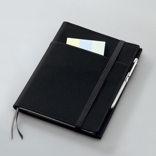 KOKUYO Systemic Cover Notebook, with One A5, B 6mm Ruled, 28 Lines, 50 Sheets, Twin Ring Edge Title Notebook, Black, Japan Import (NO-685B-D)