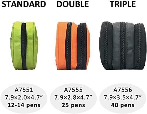 LIHIT LAB Large Capacity Triple Zipper Pencil Case For School Office College, Big Capacity 8 Compartments Pencil Bag Holder Adults Teen Boys Girls, Travel Cosmetics Storage, Black (A7556-24)