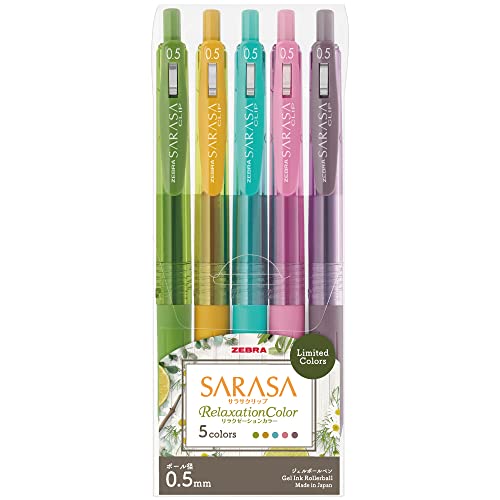 Zebra Sarasa Clip Gel Pen – 0.5mm, 5 Relaxation Colors