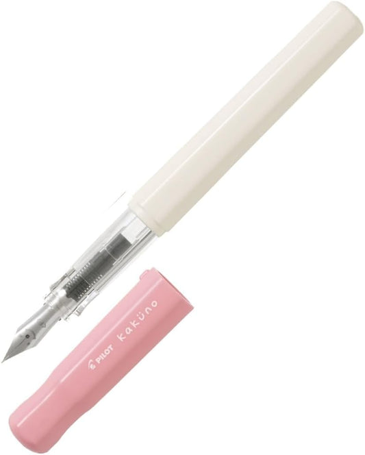 PILOT Kakuno Fine-Nib Fountain Pen, White Body Soft Pink Cap (FKA-1SR-SPF)