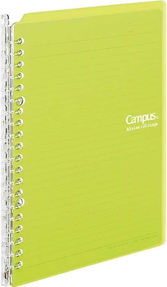 Kokuyo Campus Smart Ring Binder, Up to 25 Sheets, A5, 20 Holes, Yellow Green, Japan Import (RU-SP130YG)