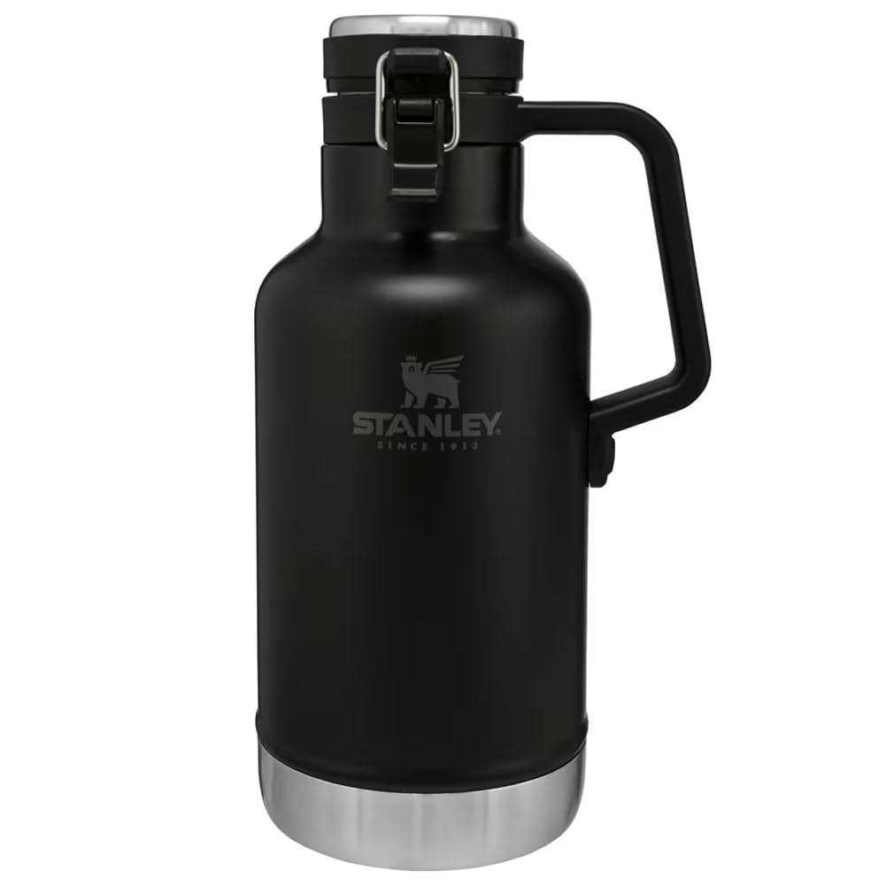 Stanley Classic Vacuum Growler, 0.4 gal (1.9 L), Matte Black, Ice Container, Carbonated Drinks, Beer, Cold Retention, Camping, Dishwasher Safe, Authentic Japanese Product