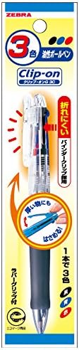 ZEBRA 3 Color Permanent Ballpoint Pen Clip-on G 3C P-B3A3-C Clear