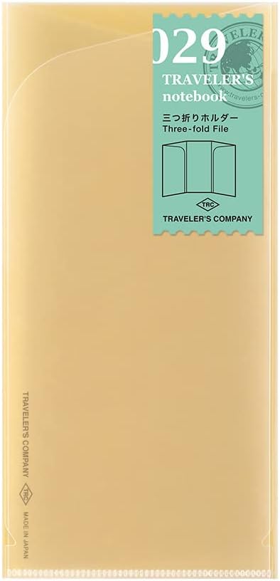 Traveler's Notebook Refills Tri-Fold Clear Holder, 3 Pack, Regular Size, 14403006
