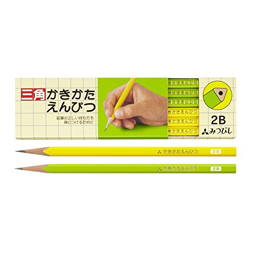 Mitsubishi Pencil K45632B Pencil Triangular Shaft 2B Yellow Green Dozen
