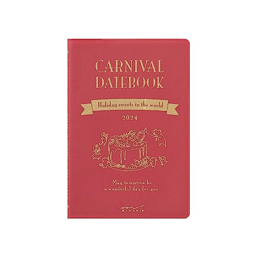 Midori 22236006 Pocket Diary Notebook, 2024, Mini, Monthly, Country Time, Floral Pattern, Starts October 2023 (Carnival pattern)