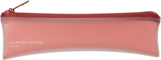 Midori 41816006 Pencil Case, Clear Soft Pen Case, Red, Red