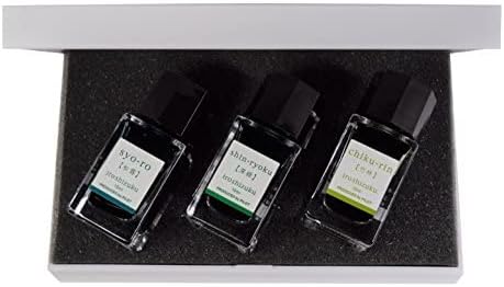 PILOT Iroshizuku Mini Fountain-Pen Greenish Color Ink ( Shin-Ryoku, Syo-Ro, Chiku-Rin ) 15ml 3 Bottles Set
