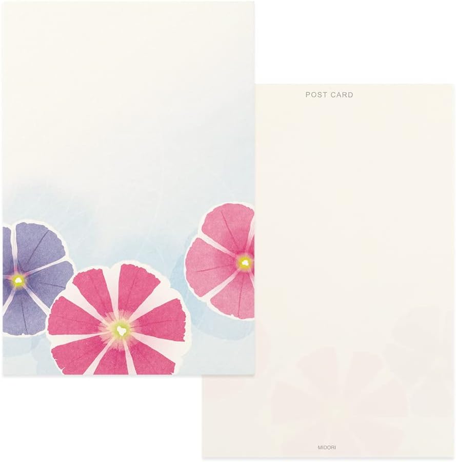 Midori 88687006 Postcard Notes, Paper Series, Summer Letter, 4 Patterns, Morning Glory Hand Water Pattern