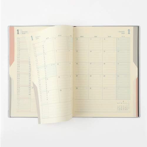 Design Fill Midori 27827006 Double Schedule Planner, 2020, A5, Monthly, Beige (Starts October 2019)