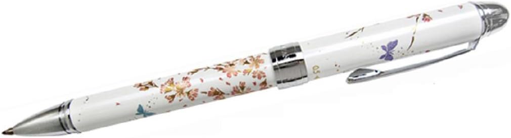 Sailor 16-0344-210 Multi-functional Fountain Pen, 2 Colors + Sharp, Yumi Maki-e, Weeping Cherry Blossoms, White