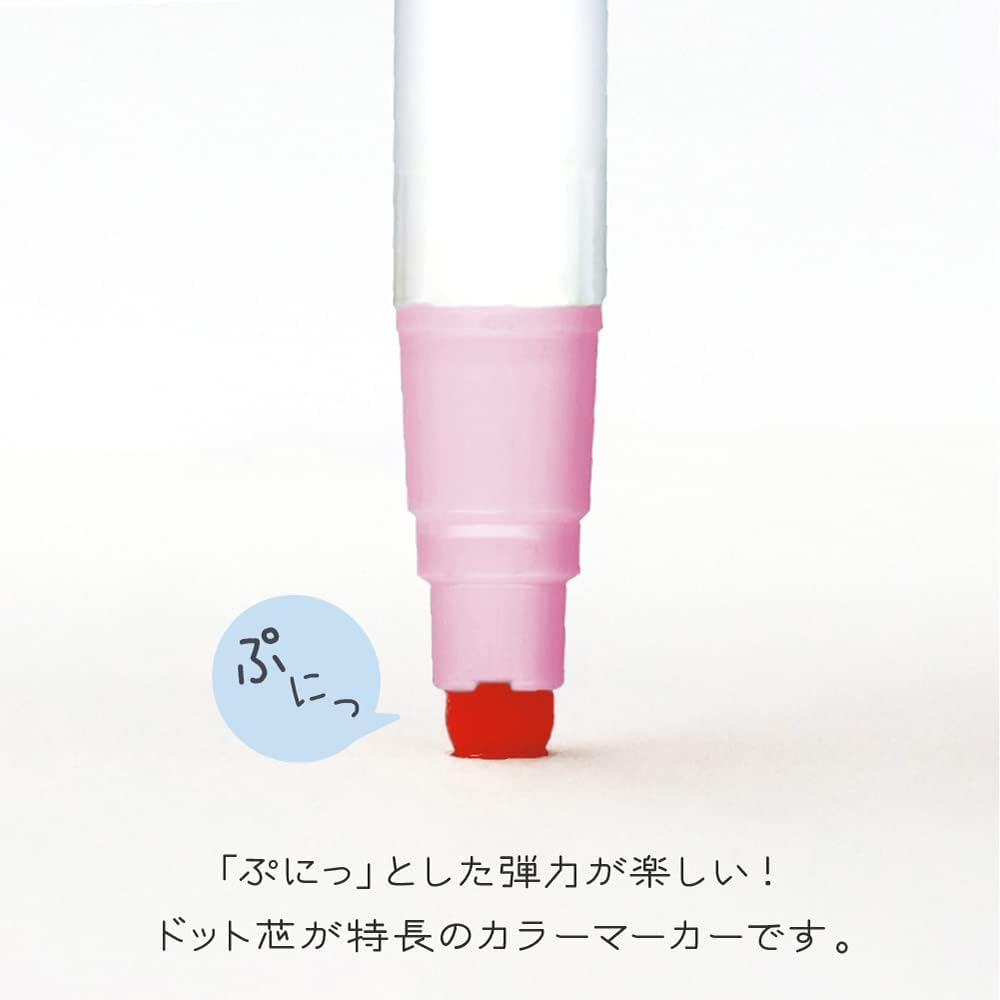 Kuretake Zig Clean Color Dot Pens Water Based Marker Single, 6 Mild Colors Set (TCSD-6100/6V)