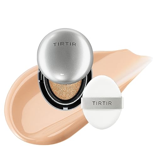 TIRTIR Aura Glow Cushion | Semi-Glow Finish, 72-Hour Radiance, Buildable coverage, Moisturized, Buildable skin, Korean Cushion, Mini (0.15 oz.), #21N Ivory