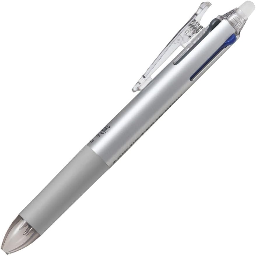 PILOT LKFB-80U Frixion Ball 4 Slim 4 Color Ballpoint Pen, 0.01 inch (0.38 mm), Gradient Silver