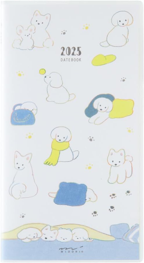 Midori Pocket Diary 2025 Slim Monthly Dog Pattern 22297006 (Begins January 2025)